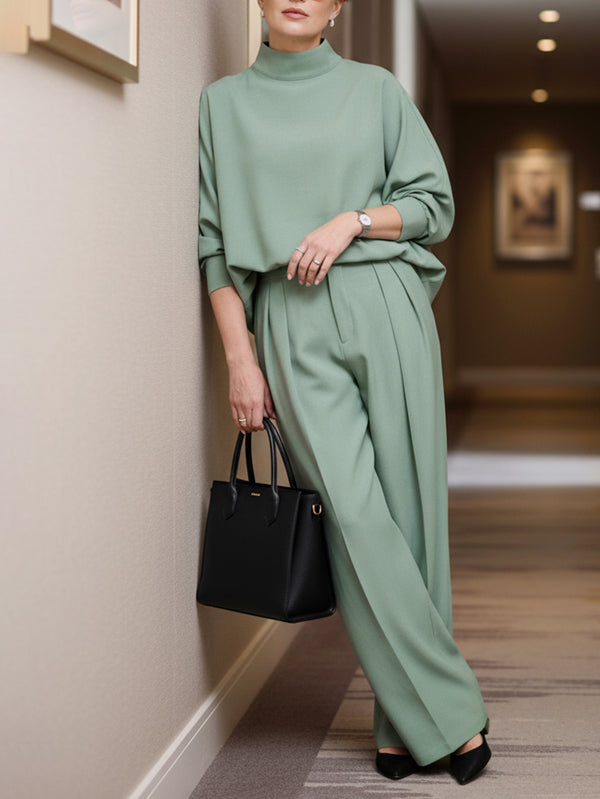Loose Buttoned Pleated Solid Color Pants Trousers
