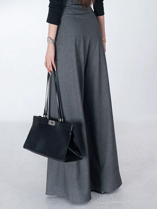 Loose Wide Leg Solid Color Casual Pants Bottoms Trousers