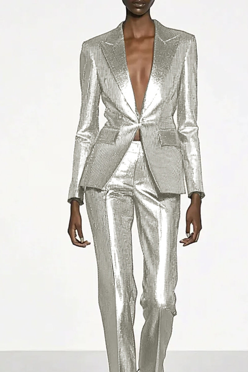 Party Champagne two Piece Blazer Suit and Pants